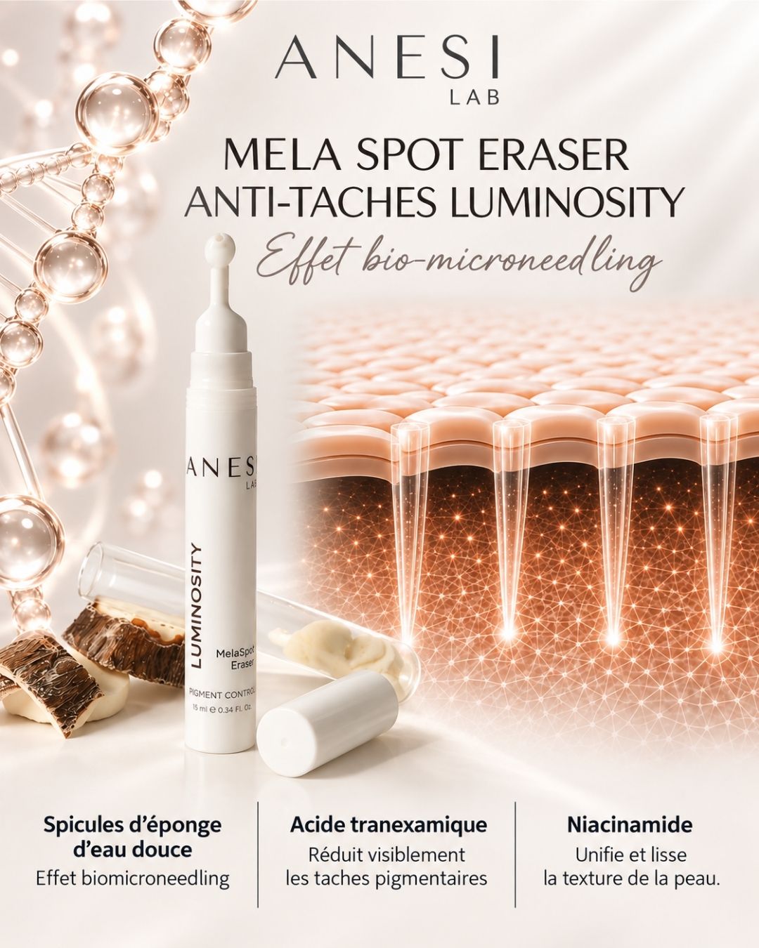 Présentation ANESI LAB du concentré MelaSpot Eraser Luminosity
